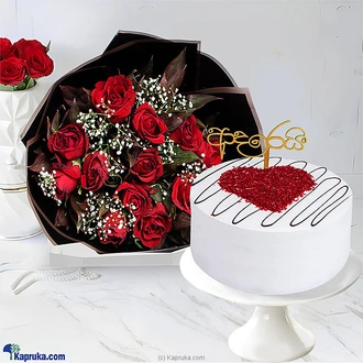 Rose Radiance  Adarei Bliss Duo- Cake with 12 Red Rose Boquet Buy NA Online for specialGifts