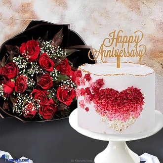 Eternal Passion Celebration Package - Red Rose Bouquet With Cake  Online for none