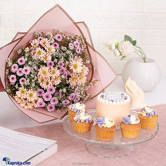 Floral Fiesta Happy Birthday Bento Cake With Five Cupcakes Combo  Online for none