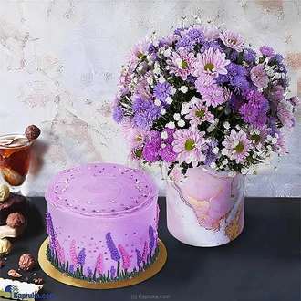 Lavender Dreams Pack With Cake And Flower Arrangement  Online for none