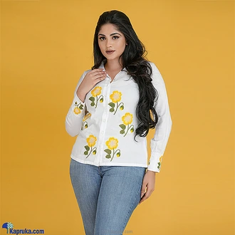 Whitecottonn Silk Flower Embroidery  Online for none
