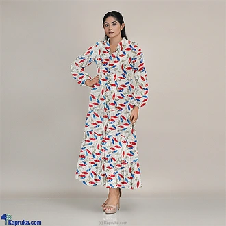 Cotton Silk Redbloeleaves Frill Dress  Online for none