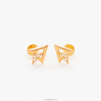 Swarna Mahal Ear Stud In 22kt Yellow Gold Studded With Swarovski  Online for none