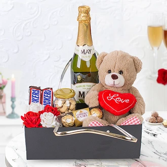 Heartfelt Indulgence Hamper - Arranged With Teddy , Nonalcholic  Online for none