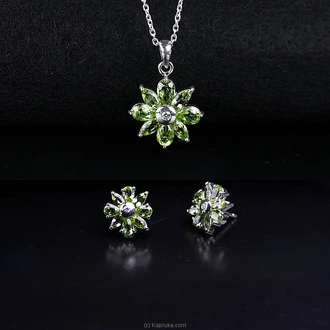 TASH GEM AND JEWELLERY Peridot Bloom Silver Jewelry Set TS-KA78  Online for none