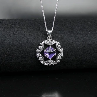 TASH GEM AND JEWELLERY Cabochon Amethyst Pure Silver Necklace TS-KA82 Buy Tash gem and jewelry Online for specialGifts