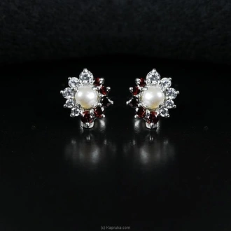 TASH GEM AND JEWELLERY Pearl And Red Garnet Cluster Earrings TS-  Online for none