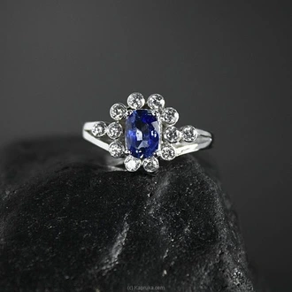 TASH GEM AND JEWELLERY Oval Bezel Cluster Blue Sapphire Ring TS-KA87 Buy Tash gem and jewelry Online for specialGifts