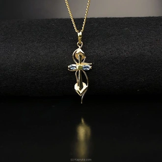TASH GEM AND JEWELLERY Blue Topaz Silver Cross Necklace With 22k Gold Plating TS-KA90 Buy Tash gem and jewelry Online for specialGifts