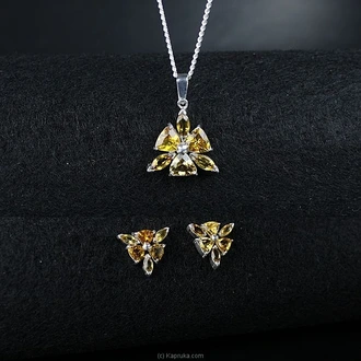 TASH GEM AND JEWELLERY Trillion Citrine Silver Jewelry Set TS-KA  Online for none