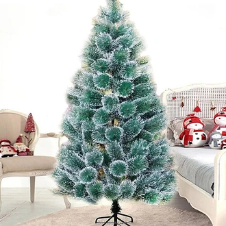 7 Ft Extra Dual Bush Frosted Evergreen Deluxe Christmas Tree  Online for none