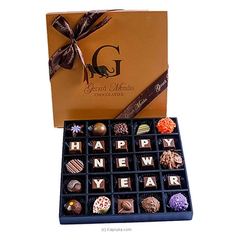 HAPPY NEW YEAR CLASSIC WOODEN 25 PIECE CHOCOLATE BOX(GMC)  Online for none