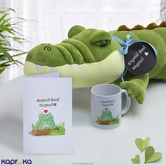 `Adarei Mage Helayo ` cute cuddly croco with greeting card and Mug Combo Gift for Him Buy combo gift pack Online for specialGifts