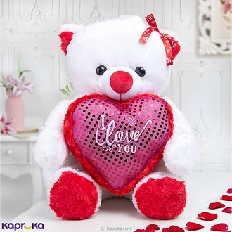 White Love Bear With Heart Pillow Buy Soft and Push Toys Online for specialGifts