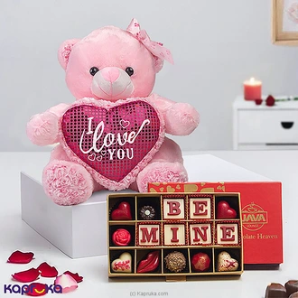 Love In Every Hug And Bite Combo With Pink Teddy And Be Mine 15 Pcs Java Chocolate Buy Chocolates Online for specialGifts