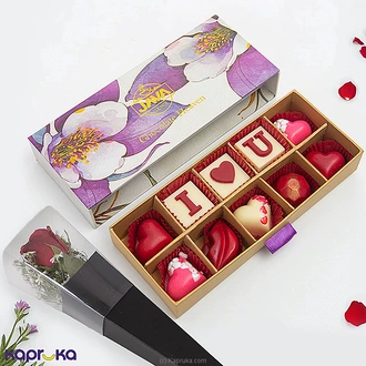 Romantic I Love You Chocolate 10 Pieces And Single Rose  Online for none