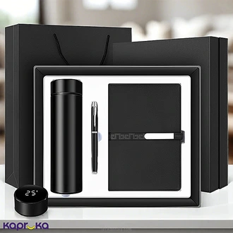 Black Classic Gift Set - Premium Notebook, Thermos, And Pen at Kapruka Online