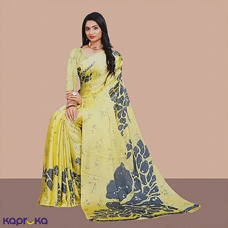 Yellow Dream Satin Silk Saree Buy Islandlux Online for specialGifts