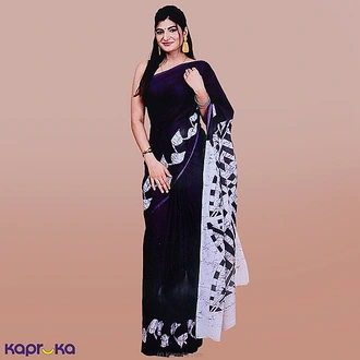 Royal Twilight Dark Purple Batik Saree  Online for none