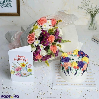 Her Day Of Grace Birthday Combo With Cake And Roses Flower Bouqu  Online for none