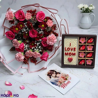 Sweet Embrace Combo For Mom With Roses Bouquet And Java Chocolat  Online for none