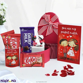 Sweethearts Forever Gift Set With Kit Kat, Cadbury Chocolates, Greeting Card, Mug And A Couple Figurine Buy Chocolates Online for specialGifts