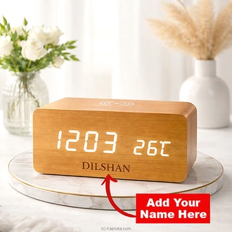 Personalized Wooden Alarm Clock With Wireless Charging - Digital Clock Buy personalized gifts Online for specialGifts