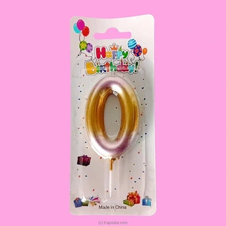 Number 0 Candle For Birthday, Anniversary, Cake Topper - Gold And Pink Color Gradient Buy candles Online for specialGifts