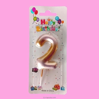 Number 2 Candle For Birthday, Anniversary, Cake Topper - Gold And Pink Color Gradient Buy candles Online for specialGifts