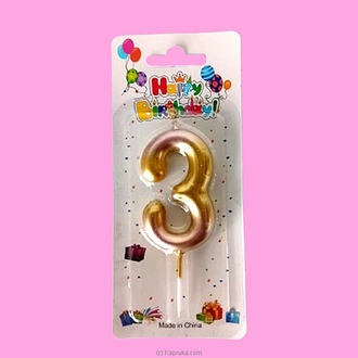 Number 3 Candle For Birthday, Anniversary, Cake Topper - Gold And Pink Color Gradient Buy candles Online for specialGifts