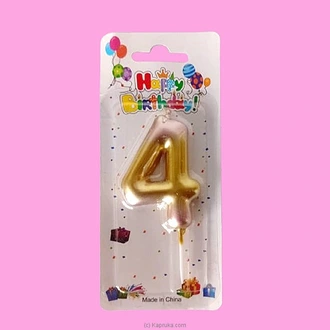 Number 4 Candle For Birthday, Anniversary, Cake Topper - Gold And Pink Color Gradient Buy candles Online for specialGifts