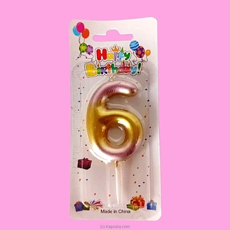 Number 6 Candle For Birthday, Anniversary, Cake Topper - Gold And Pink Color Gradient Buy candles Online for specialGifts