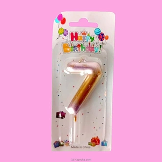 Number 7 Candle For Birthday, Anniversary, Cake Topper - Gold And Pink Color Gradient Buy candles Online for specialGifts