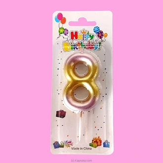 Number 8 Candle For Birthday, Anniversary, Cake Topper - Gold And Pink Color Gradient Buy candles Online for specialGifts