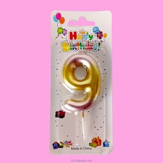 Number 9 Candle For Birthday, Anniversary, Cake Topper - Gold And Pink Color Gradient Buy candles Online for specialGifts
