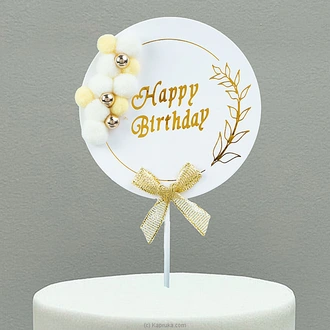 Round Cake Topper White With Yellow And White Balls  Online for none