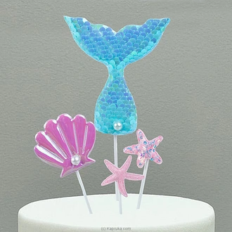 Mermaid Light Blue Tail With Pink Star Cake Topper  Online for none
