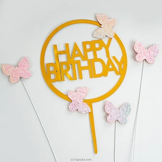 Multicolor Butterflies Round Cake Topper With Capital Letters Buy party Online for specialGifts