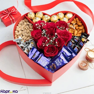 Red Affair Heart Box With Red Roses, Ferrero Rocher, Cadbury, Ga  Online for none