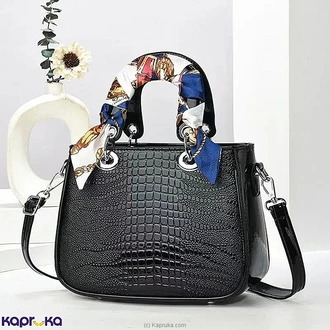 Helga Crocodile Pattern Top Handle Shoulder Bag Black  Online for none