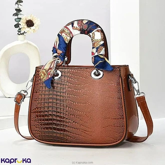 Helga Crocodile Pattern Top Handle Shoulder Bag Brown  Online for none