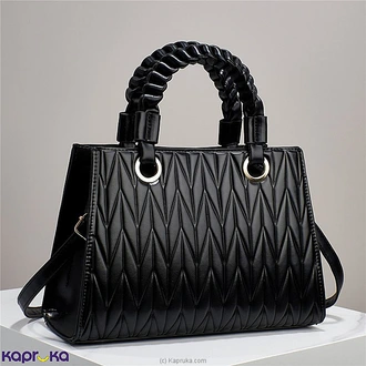 Chevron Charm Fashion Tote Black Handbag  Online for none