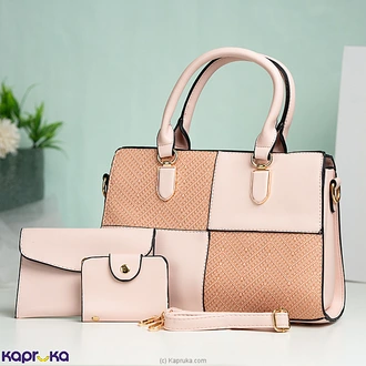 Quadrant Design Four-panel Fashion Handbag Pink  Online for none