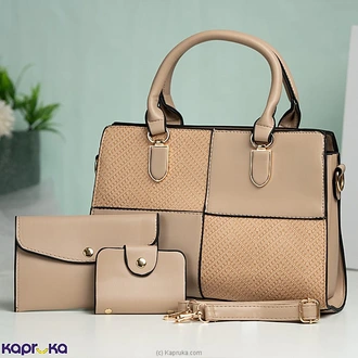 Quadrant Design Four-panel Fashion Handbag Beige  Online for none