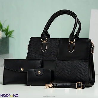 Quadrant Design Four-panel Fashion Handbag Black  Online for none