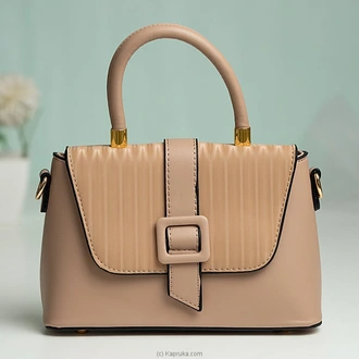 Belle Buckle Fashion Satchel Handbag Beige  Online for none