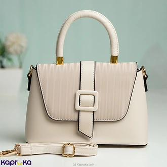 Belle Buckle Fashion Satchel Handbag Off White  Online for none