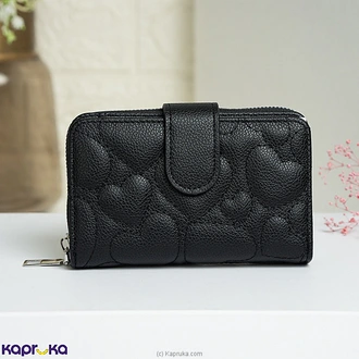 Elira Heart-Stitch Compact Wallet Black Buy mother Online for specialGifts