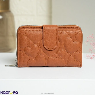 Elira Heart-Stitch Compact Wallet Brown Buy Fashion | Handbags | Shoes | Wallets and More at Kapruka Online for specialGifts