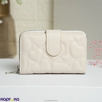 Elira Heart-Stitch Compact Wallet White Buy lover Online for specialGifts